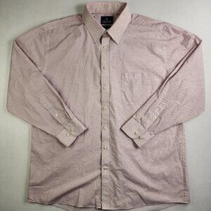 Stafford Dress Shirt Mens 17 1/2 34-35  Red White Star Travel Performance